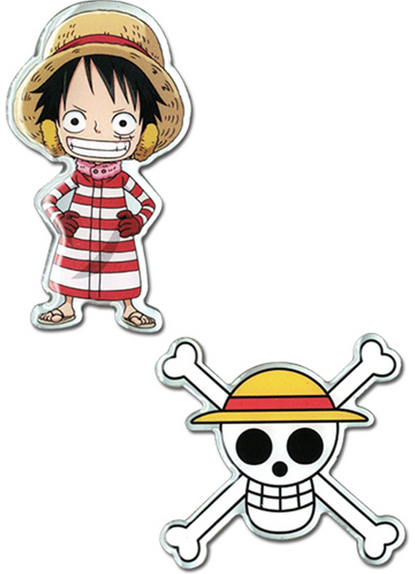 One Piece - Monkey D. Luffy & Straw Hat Skull Metal Pins