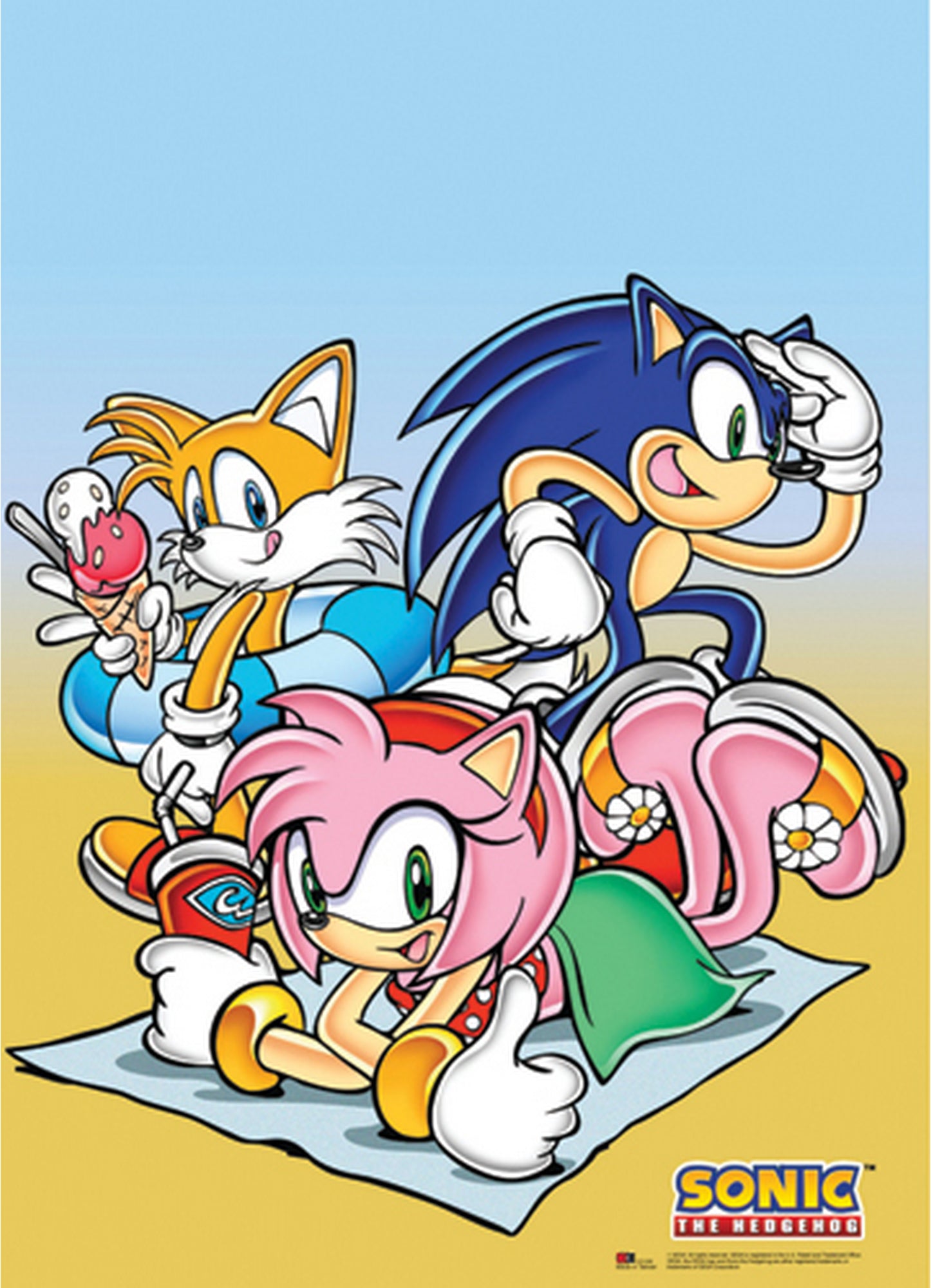 Sonic The Hedgehog - Beach Group Wall Scroll 31"W x 43"H