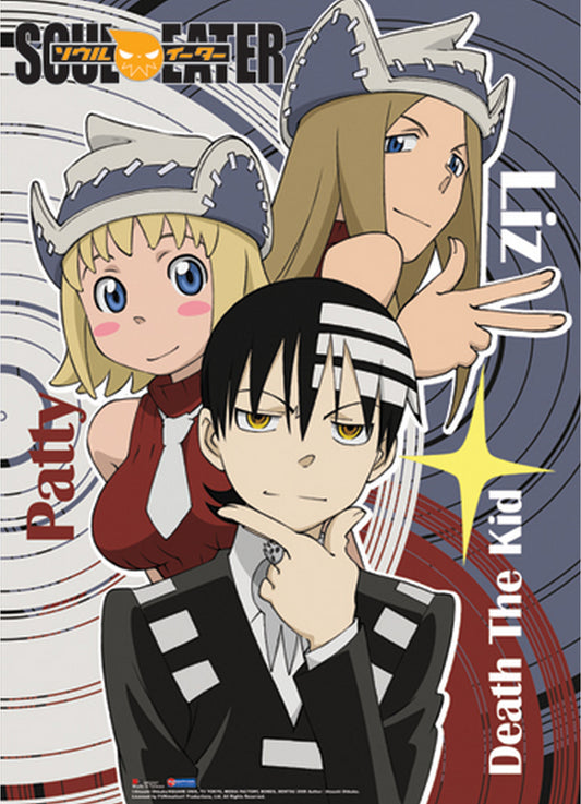 Soul Eater - Death The Kid, Elizabeth Thompson, And Patricia Thompson "Patty" Wall Scroll 31"W x 43"H