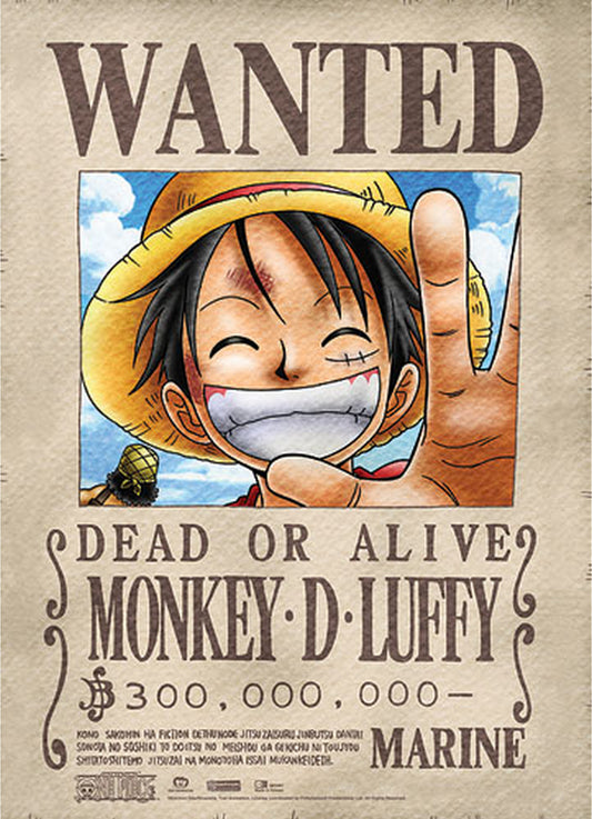One Piece - Monkey D. Luffy Wanted Wall Scroll 31"W x 43"H