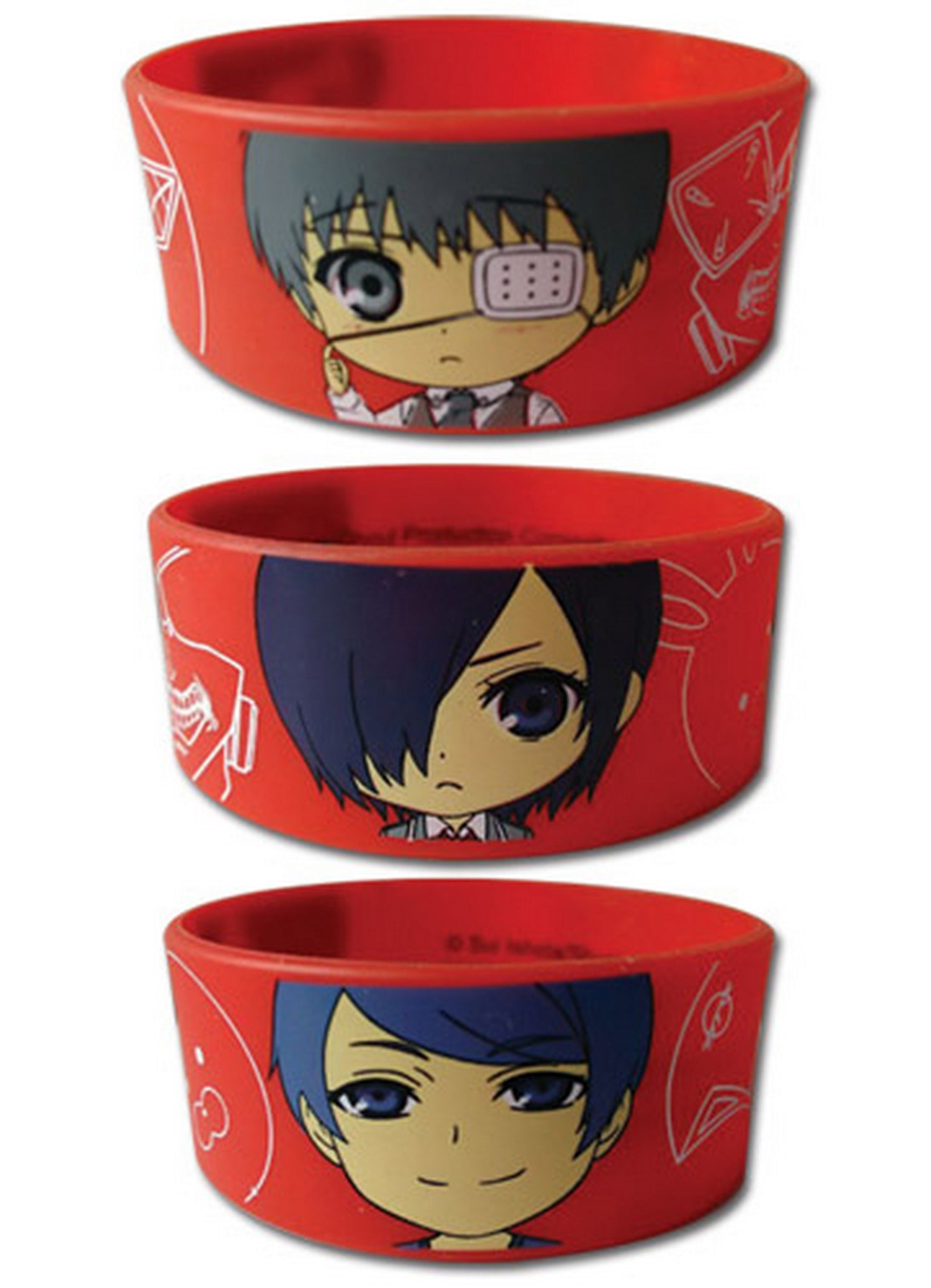 Tokyo Ghoul - Ken Kaneki, Touka Kirishima, Shuu Tsukiyama SD PVC Wristband
