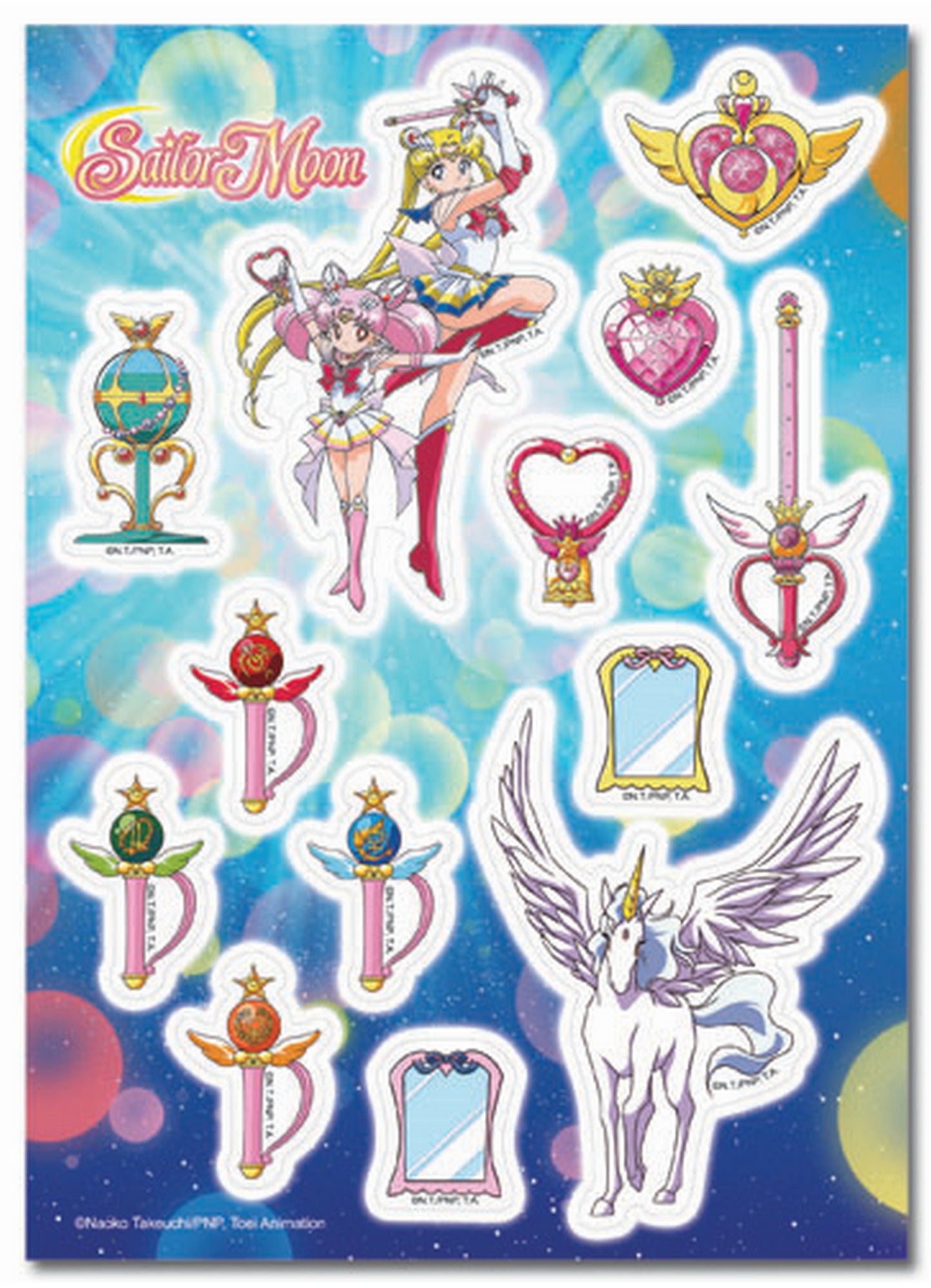 Sailor Moon Super S - Sailor Moon & Chibi Moon & Pagasus & Accessories Sticker Set 5"X7"