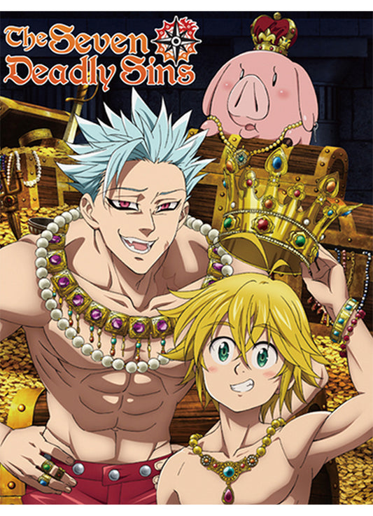 The Seven Deadly Sins - Ban & Meliodays & Hawk Sublimation Throw Blanket 46"W x 60"H
