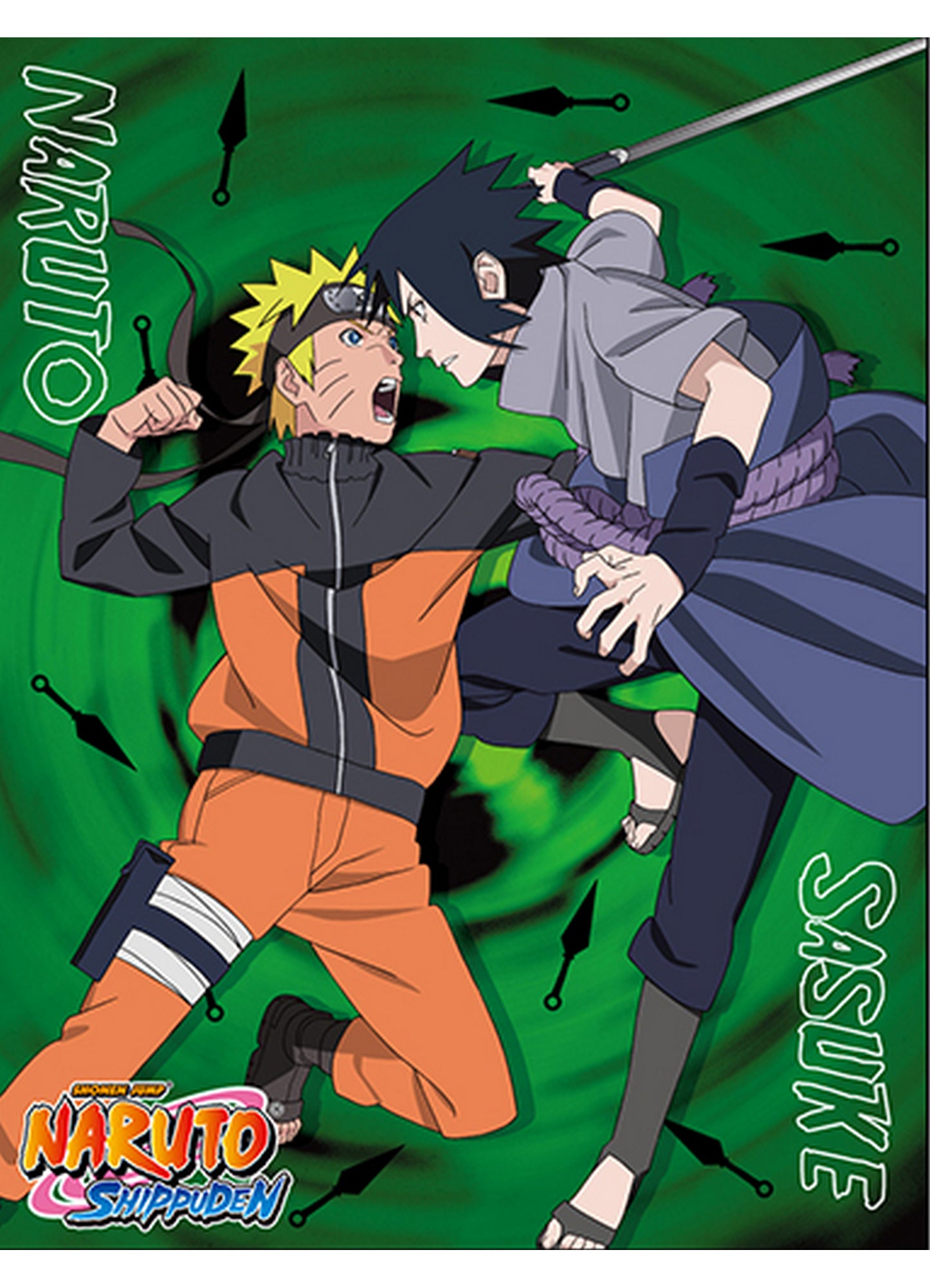 Naruto Shippuden - Sasuke Uchiha & Naruto Uzumaki Sublimation Throw Blanket 46"W x 60"H