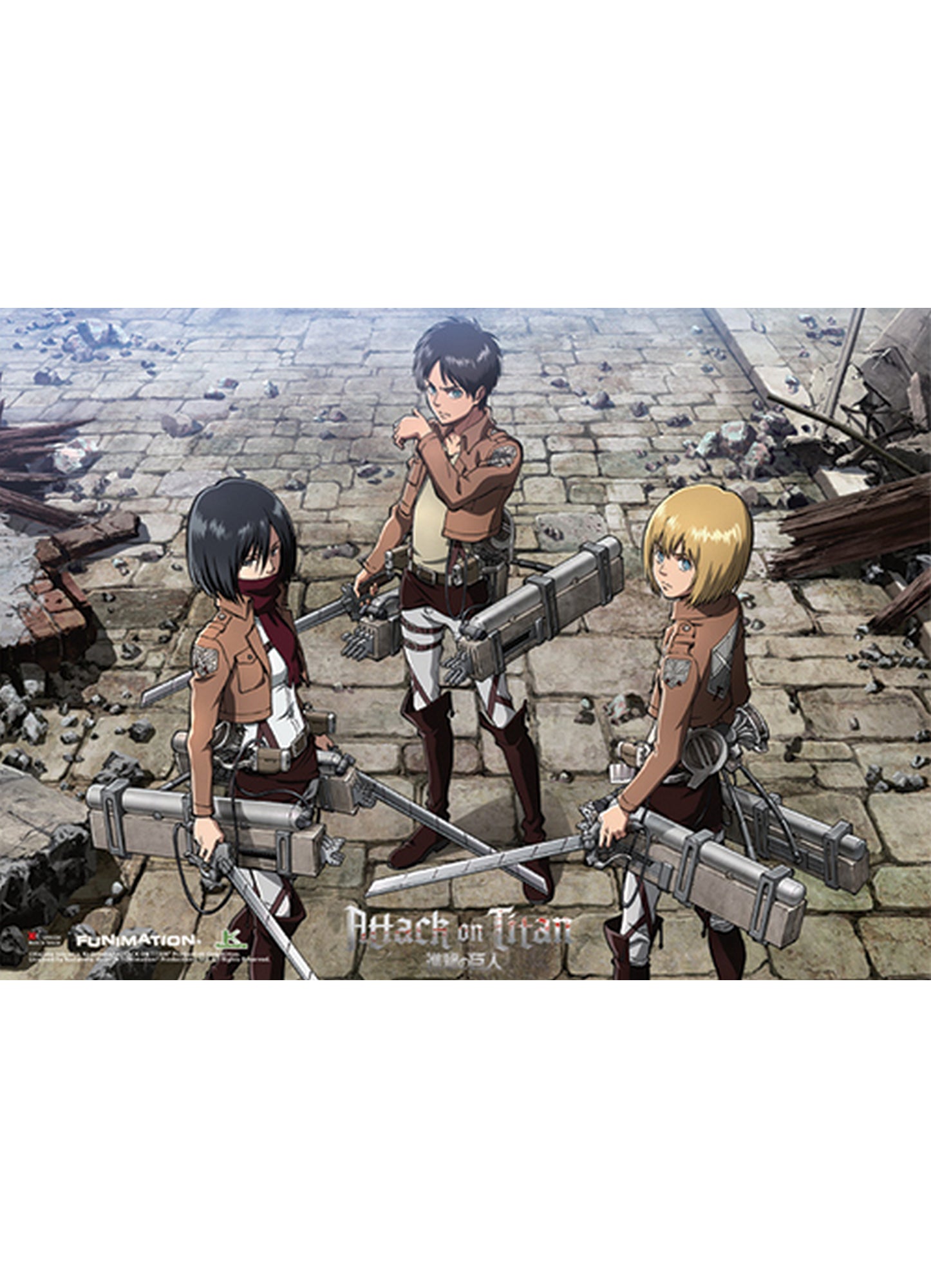 Attack On Titan - Eren Yeager, Mikasa Ackerman And Armin Arlet Group Wall Scroll 31"W x 43"H