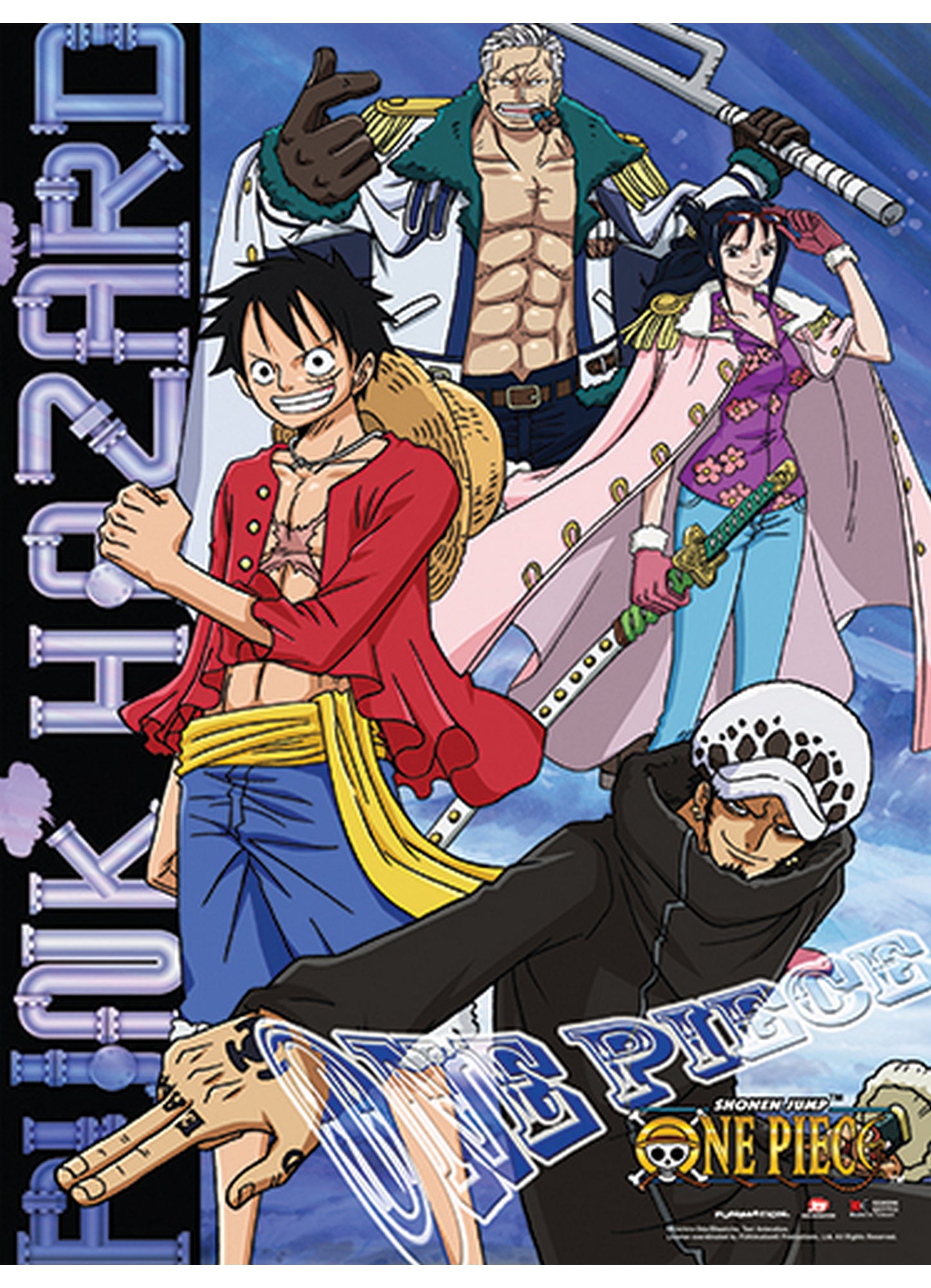 One Piece - Monkey D. Luffy, Trafalgar D. Water Law, Tashigi & Smoker Wall Scroll 31"W x 43"H