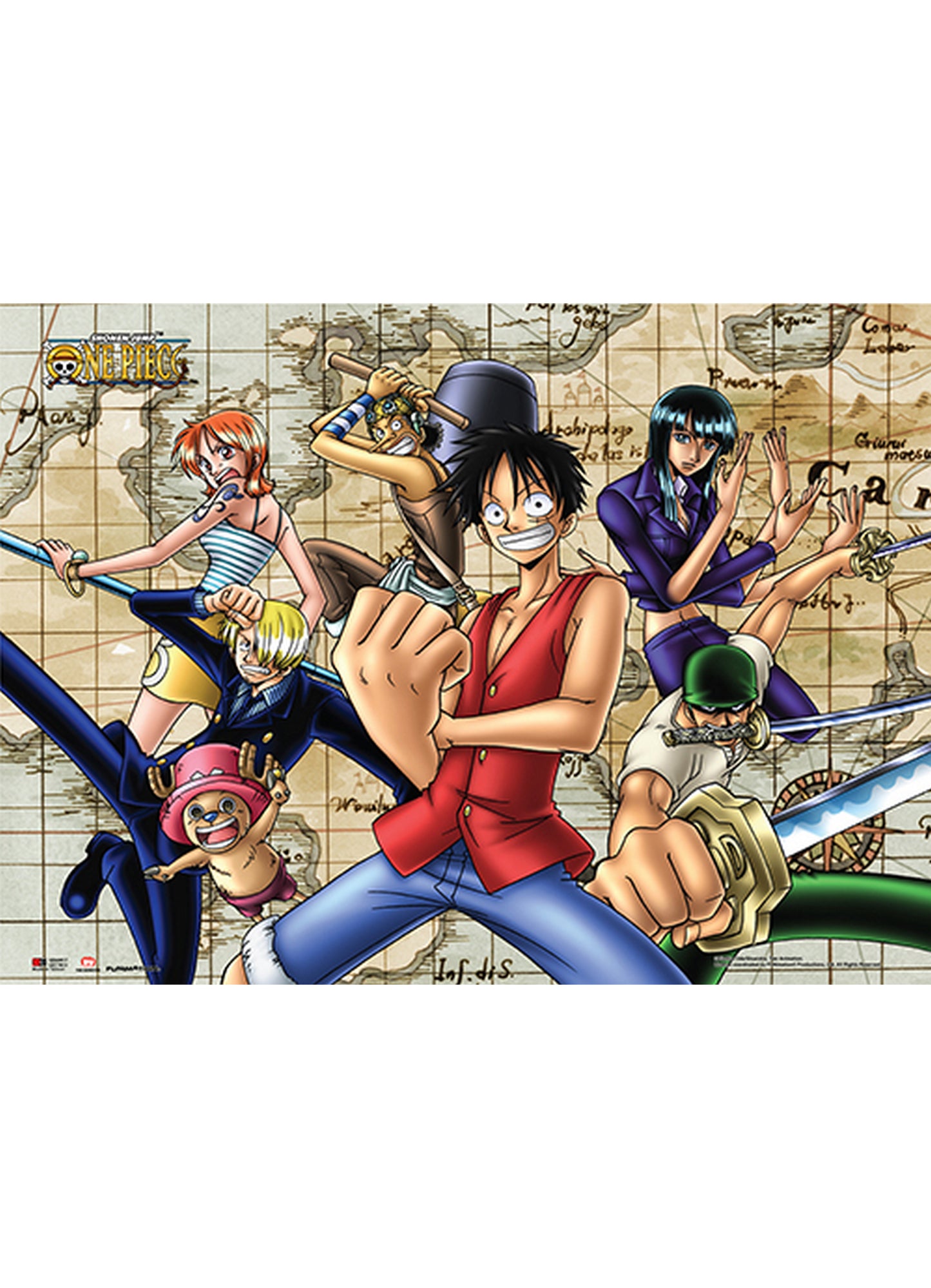 One Piece - Straw Hat Pirates Map Wall Scroll 31"W x 43"H