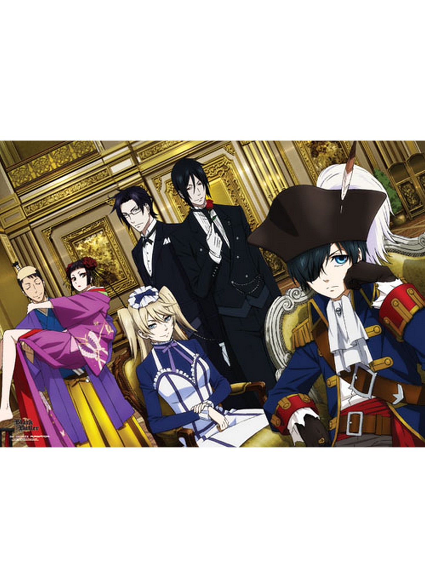 Black Butler 2 - Pirate Ciel Phantomhive And Group Wall Scroll 31"W x 43"H