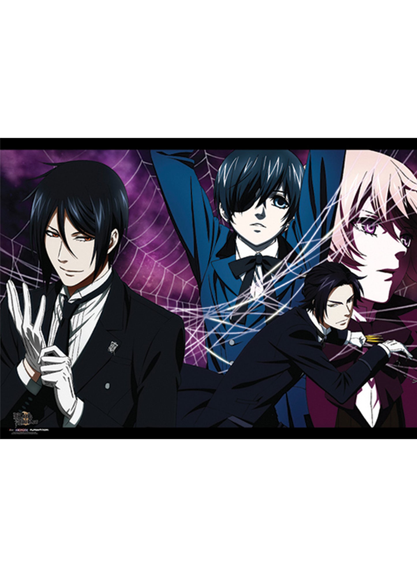 Black Butler 2 - Sebastian Michaelis, Ciel Phantomhive, Claude Faustus, & Alois Trancy Wall Scroll 31"W x 43"H