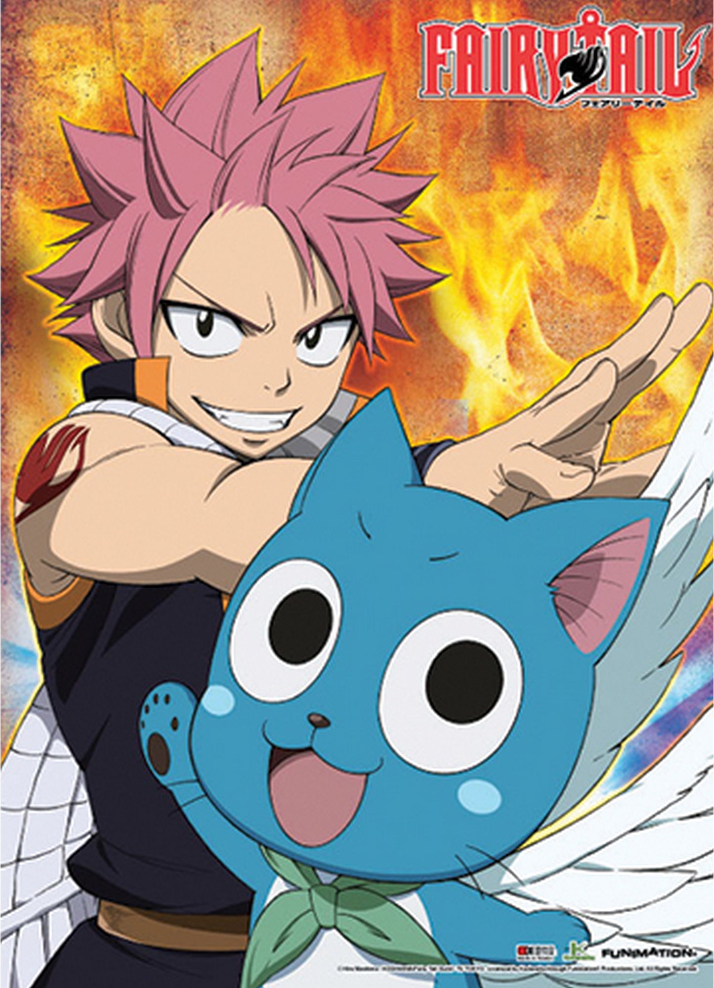 Fairy Tail - Natsu Dragneel And Happy Fighting Wall Scroll 31"W x 43"H