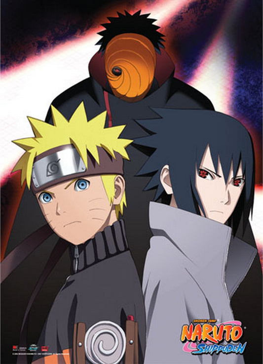 Naruto Shippuden - Obito Uchiha "Tobi", Naruto Uzumaki And Sasuke Uchiha Wall Scroll 31"W x 43"H