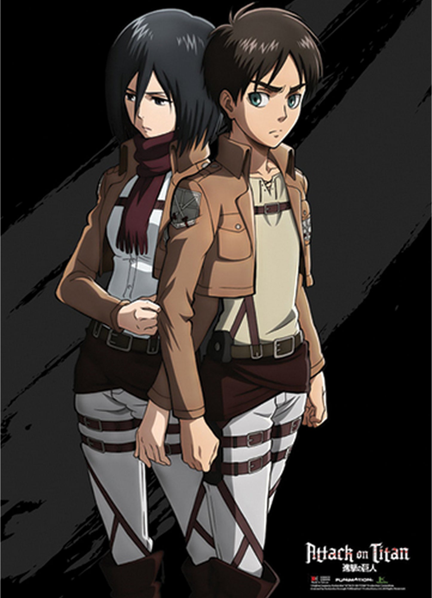 Attack On Titan - Eren Yeager And Mikasa Ackerman Wall Scroll 31"W x 43"H