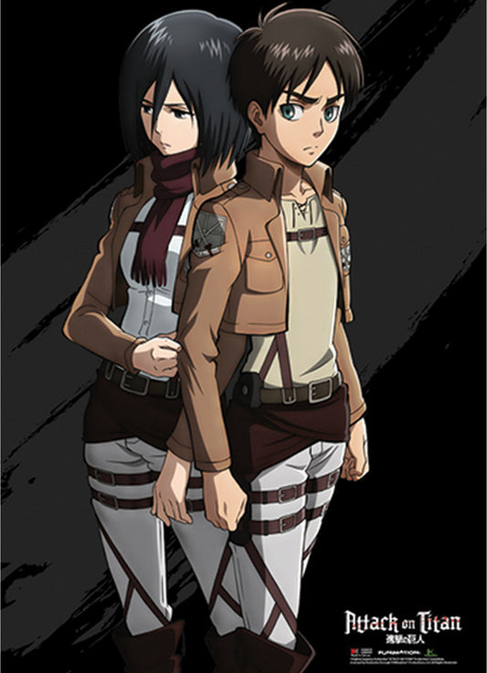 Attack On Titan - Eren Yeager And Mikasa Ackerman Wall Scroll 31"W x 43"H