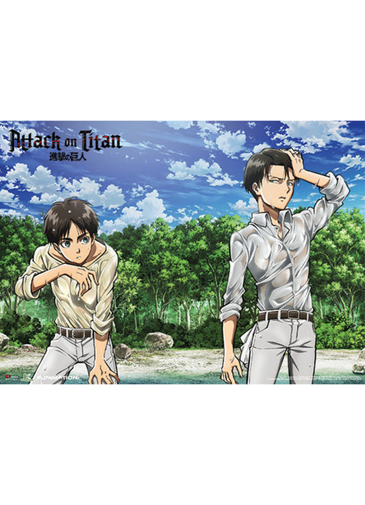 Attack On Titan - Eren Yeager And Levi Ackerman On Shore Wall Scroll 31"W x 43"H