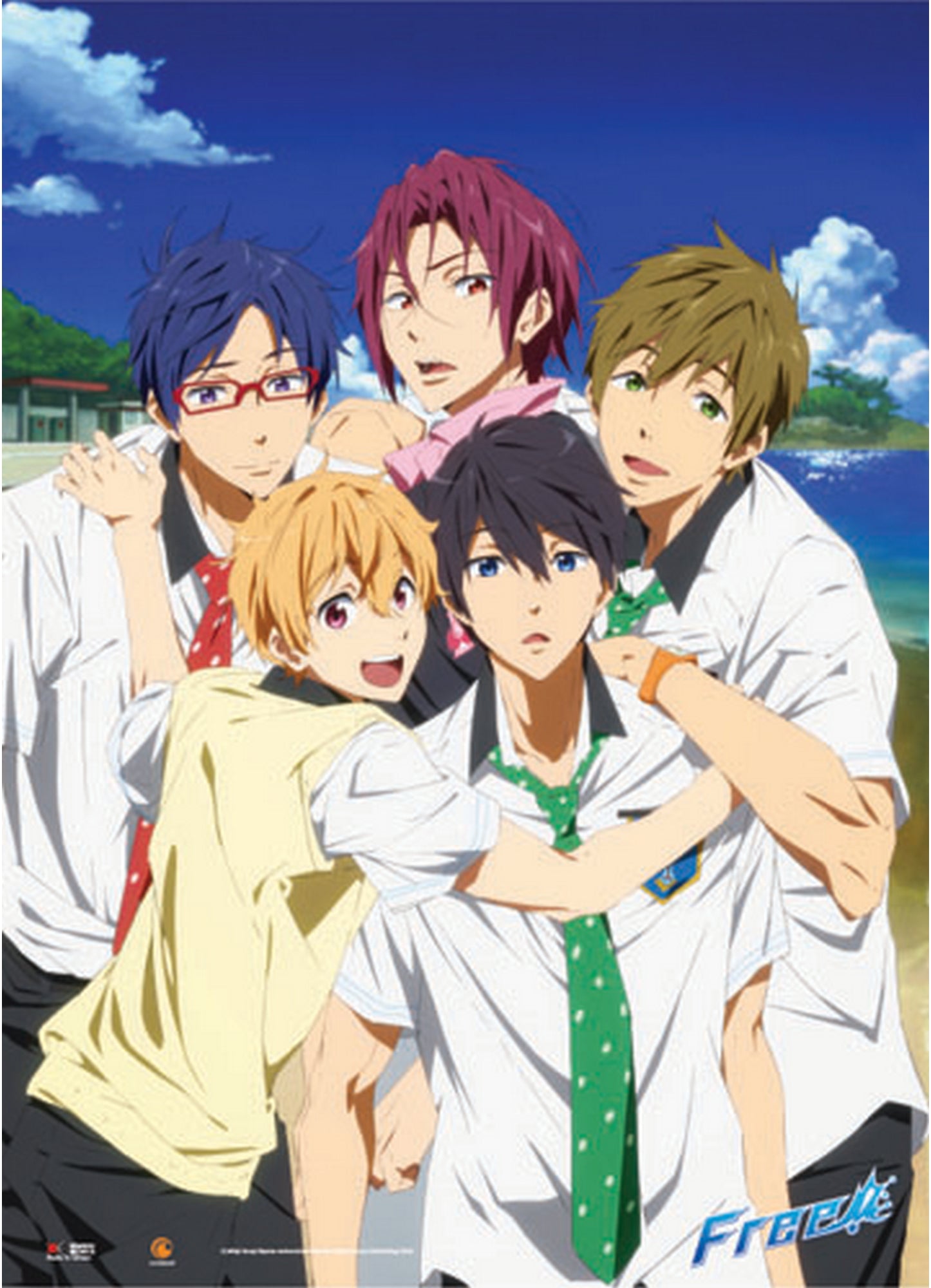 Free! - Nagisa Hazuki, Haruka Nanase, Makoto Tachibana, Rin Matsuoka, & Rei Ryuugazaki Wall Scroll 31"W x 43"H