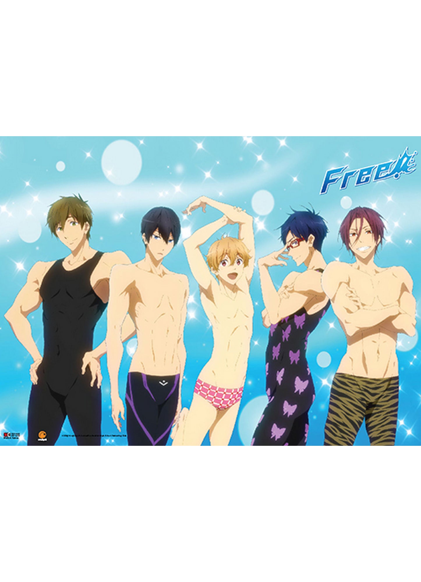 Free! - Makoto Tachibana, Haruka Nanase, Nagisa Hazuki, Rei Ryuugazaki, & Rin Matsuoka Wall Scroll 31"W x 43"H