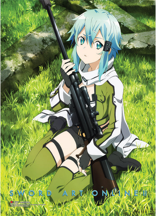 Sword Art Online II - Sinon With Gun Pose Wall Scroll 31"W x 43"H