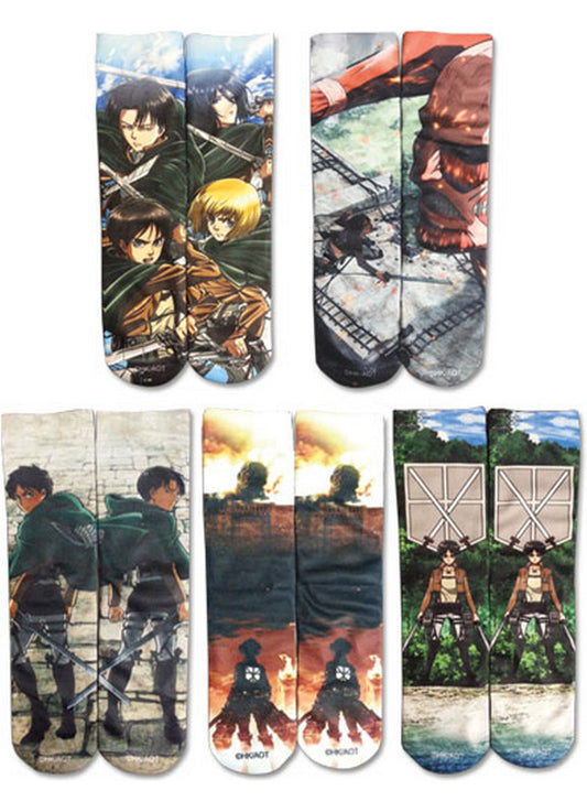 Attack On Titan - Sublimation 5 Pack Socks