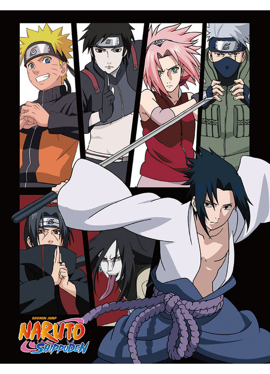 Naruto Shippuden - Sasuke Uchiha & Group Sublimation Throw Blanket 46"W x 60"H