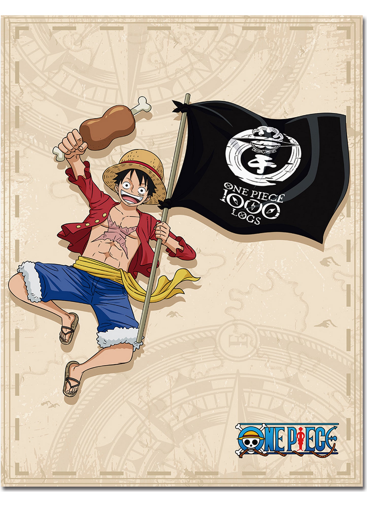 One Piece 1000th Episode Celebration - Luffy #A Sublimation Throw Blanket 46"W x 60"H