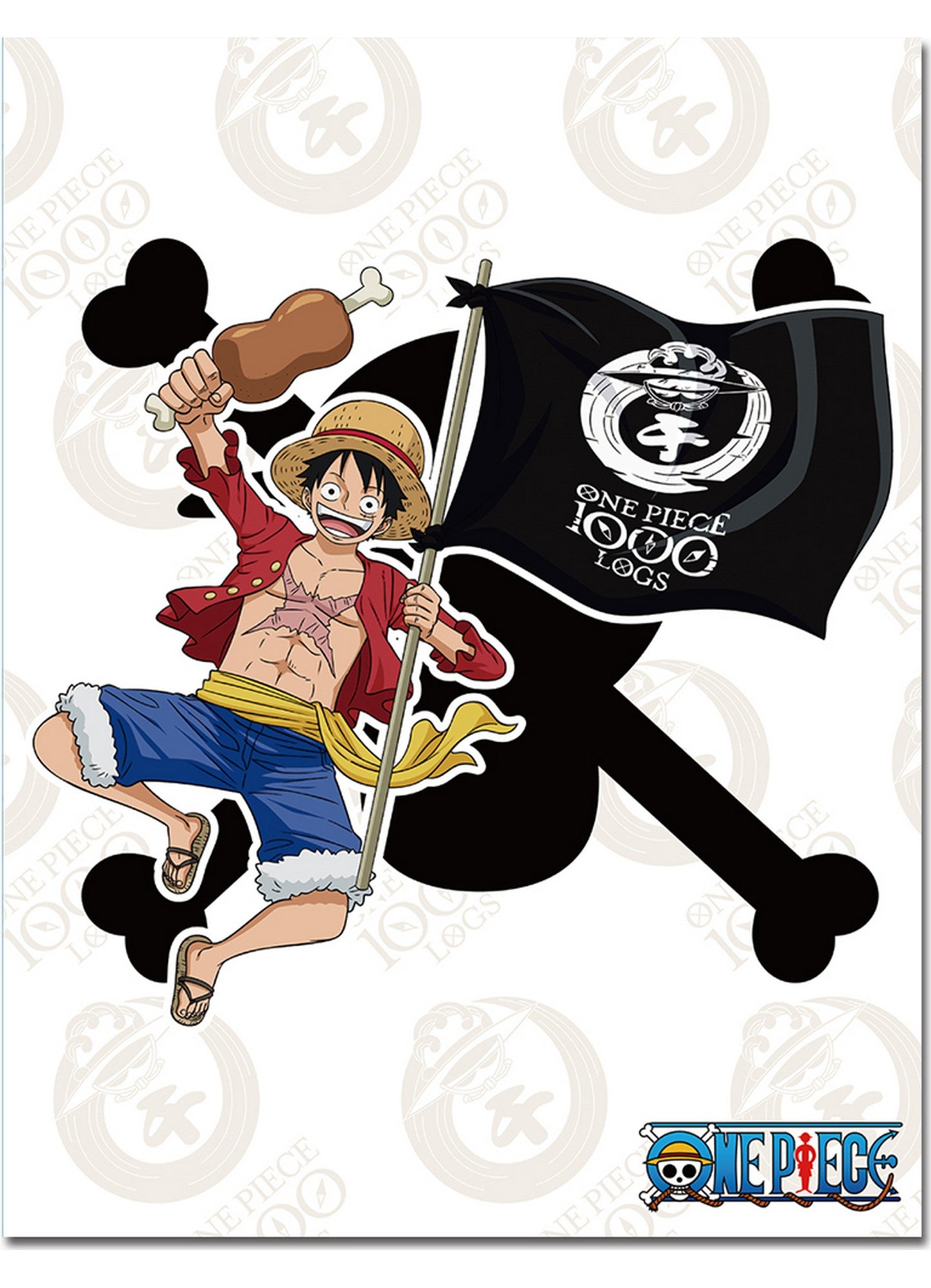 One Piece 1000Th Episode Celebration - Monkey D. Luffy White Sublimation Throw Blanket 46"W x 60"H
