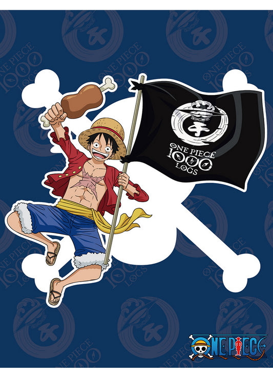 One Piece 1000Th Episode Celebration - Monkey D. Luffy Navy Sublimation Throw Blanket 46"W x 60"H