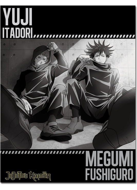 Jujutsu Kaisen - Yuji Itadori and Megumi Fushiguro Wearing School Outfit Throw Blanket 46"W x 60"H