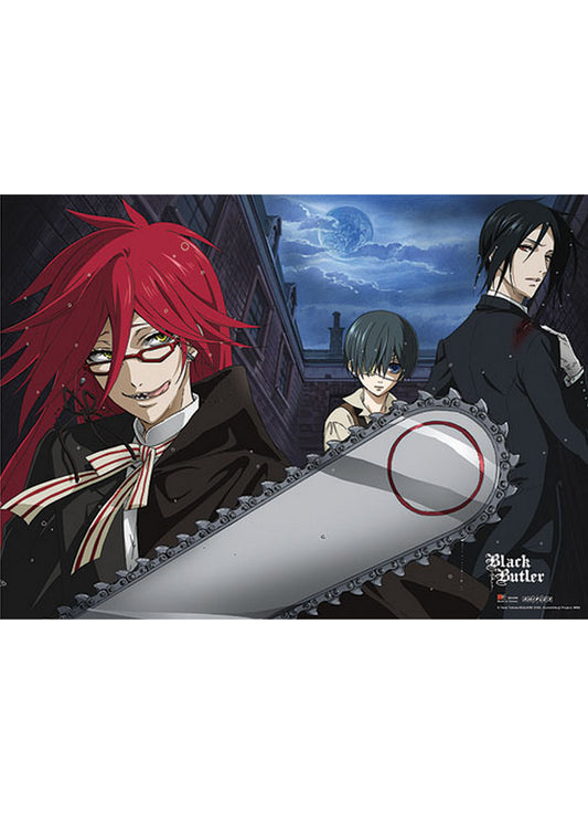 Black Butler - Sebastian Michaelis, Ciel Phantomhive & Grell Sutcliff Fabric Poster