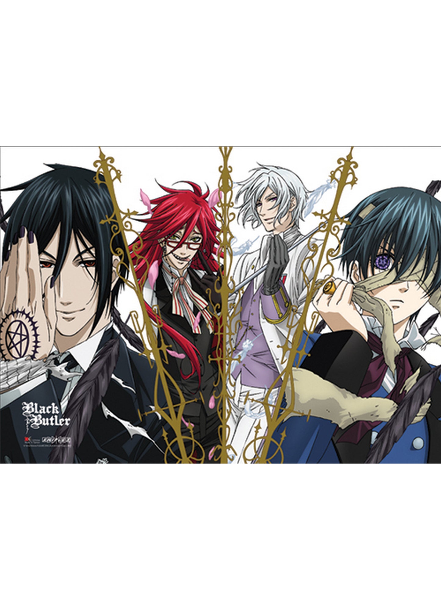 Black Butler - Sebastian Michaelis Grell Sutcliff Ash Ciel Phantomhive Fabric Poster