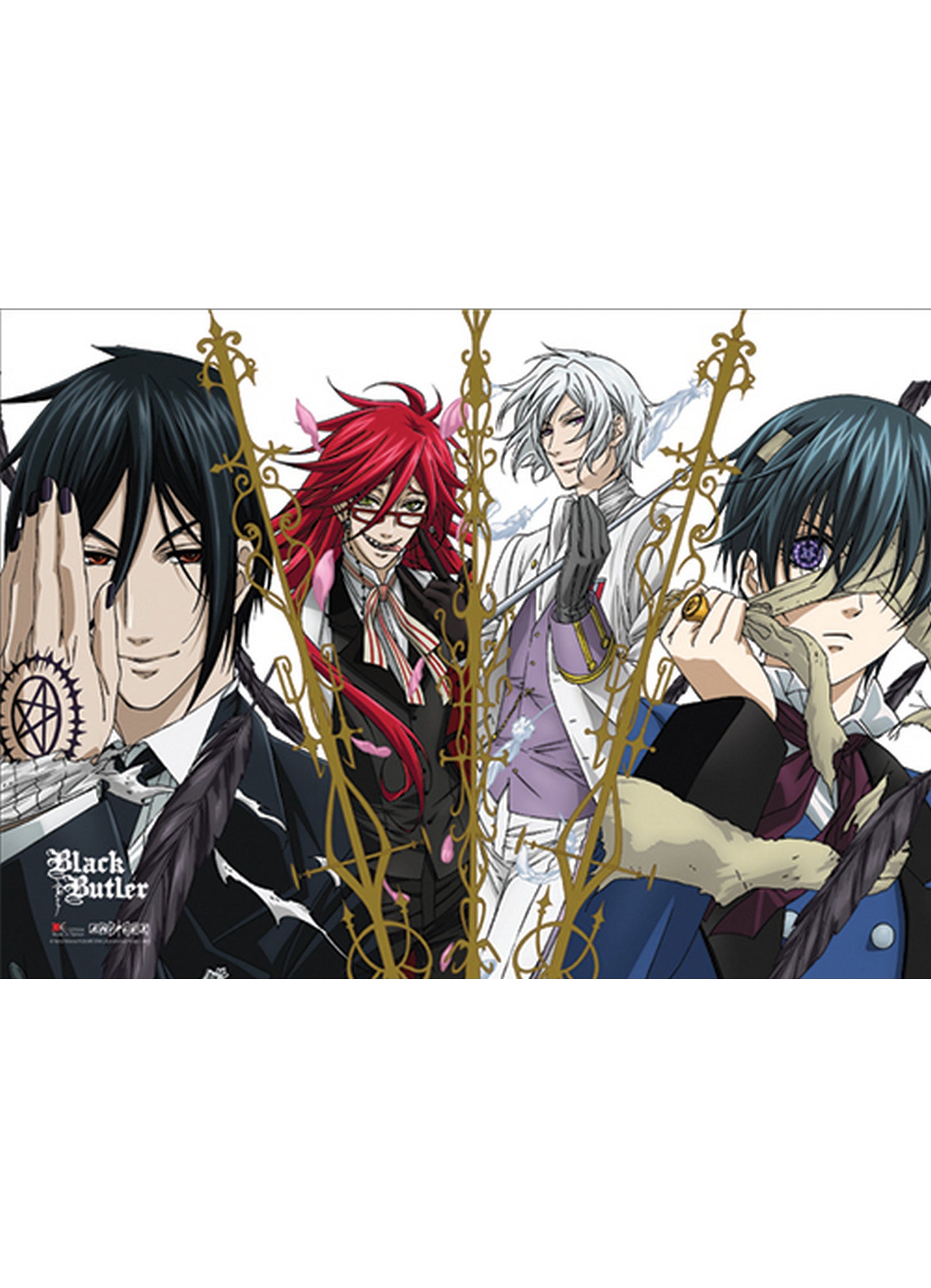 Black Butler - Sebastian Michaelis Grell Sutcliff Ash Ciel Phantomhive Fabric Poster