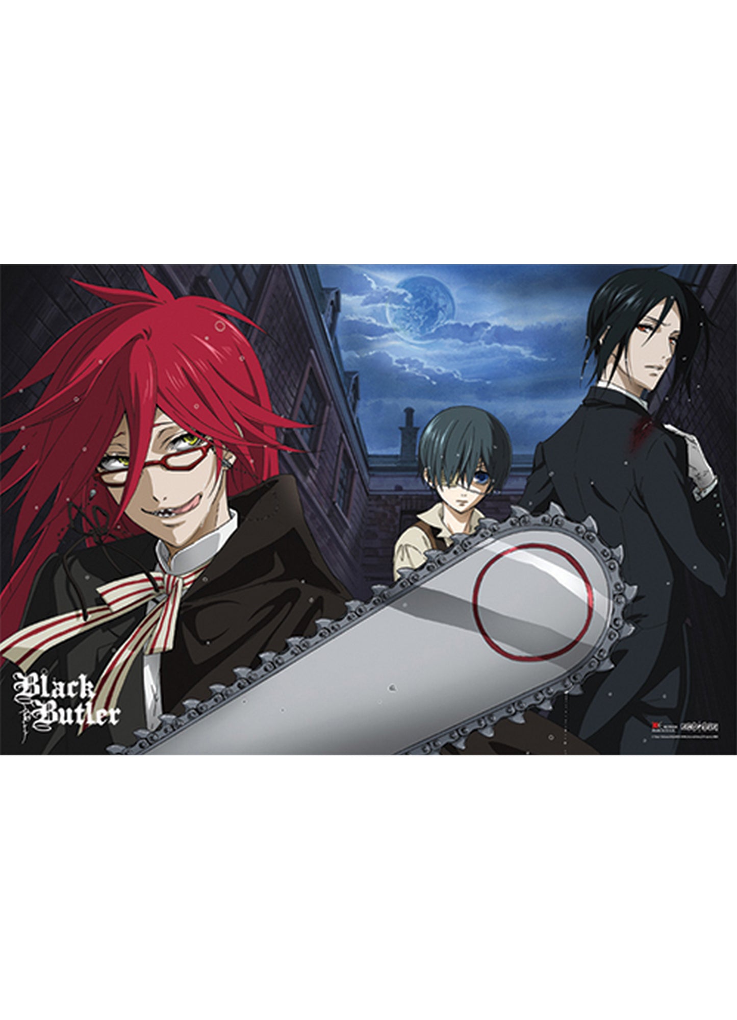 Black Butler - Sebastian Michaelis And Ciel Phantomhive Vs Grell Sutcliff Paper Poster