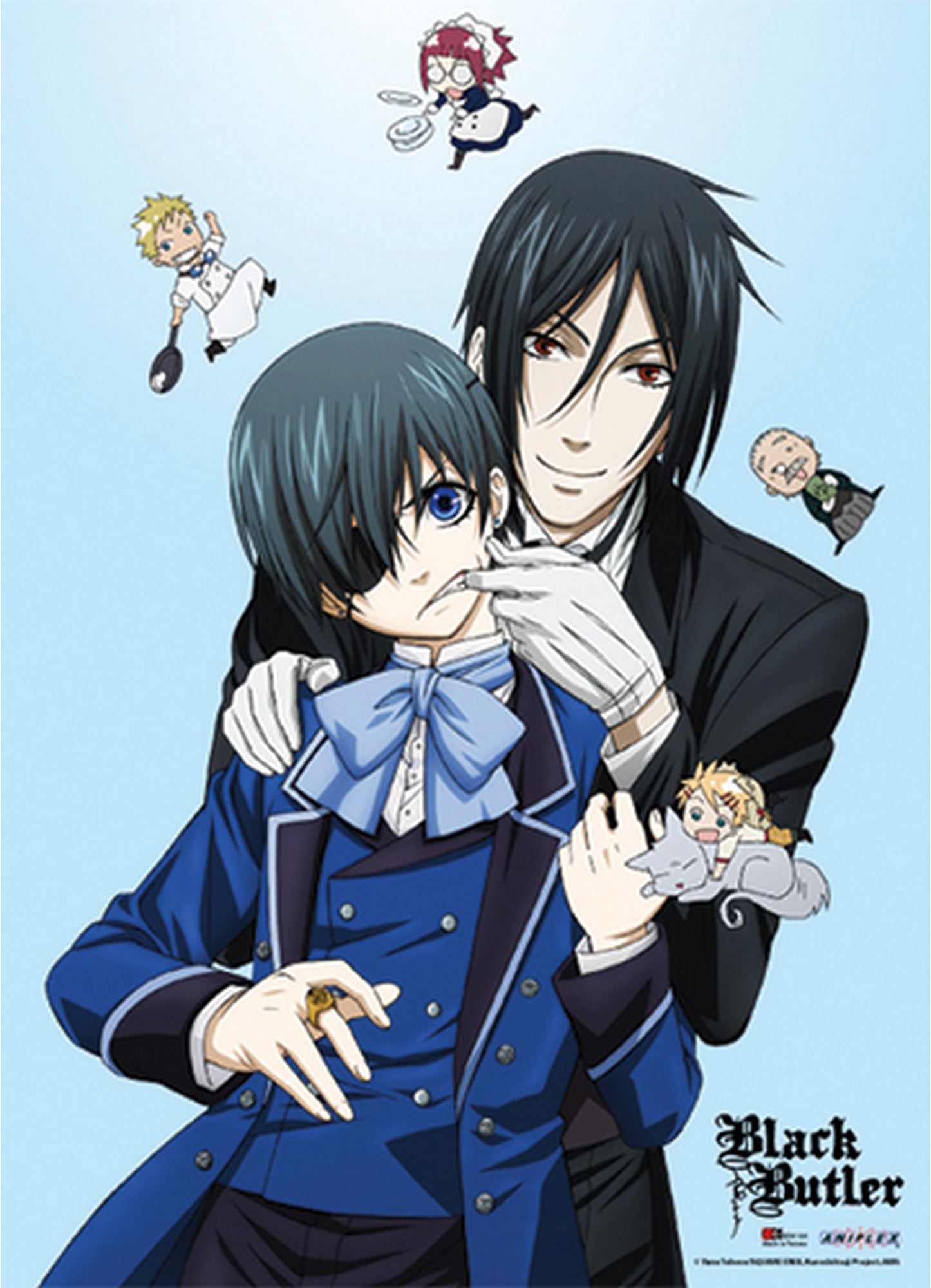 Black Butler - Sebastian Michaelis And Ciel Phantomhive With Chibi Special Edition Wall Scroll 31"W x 43"H