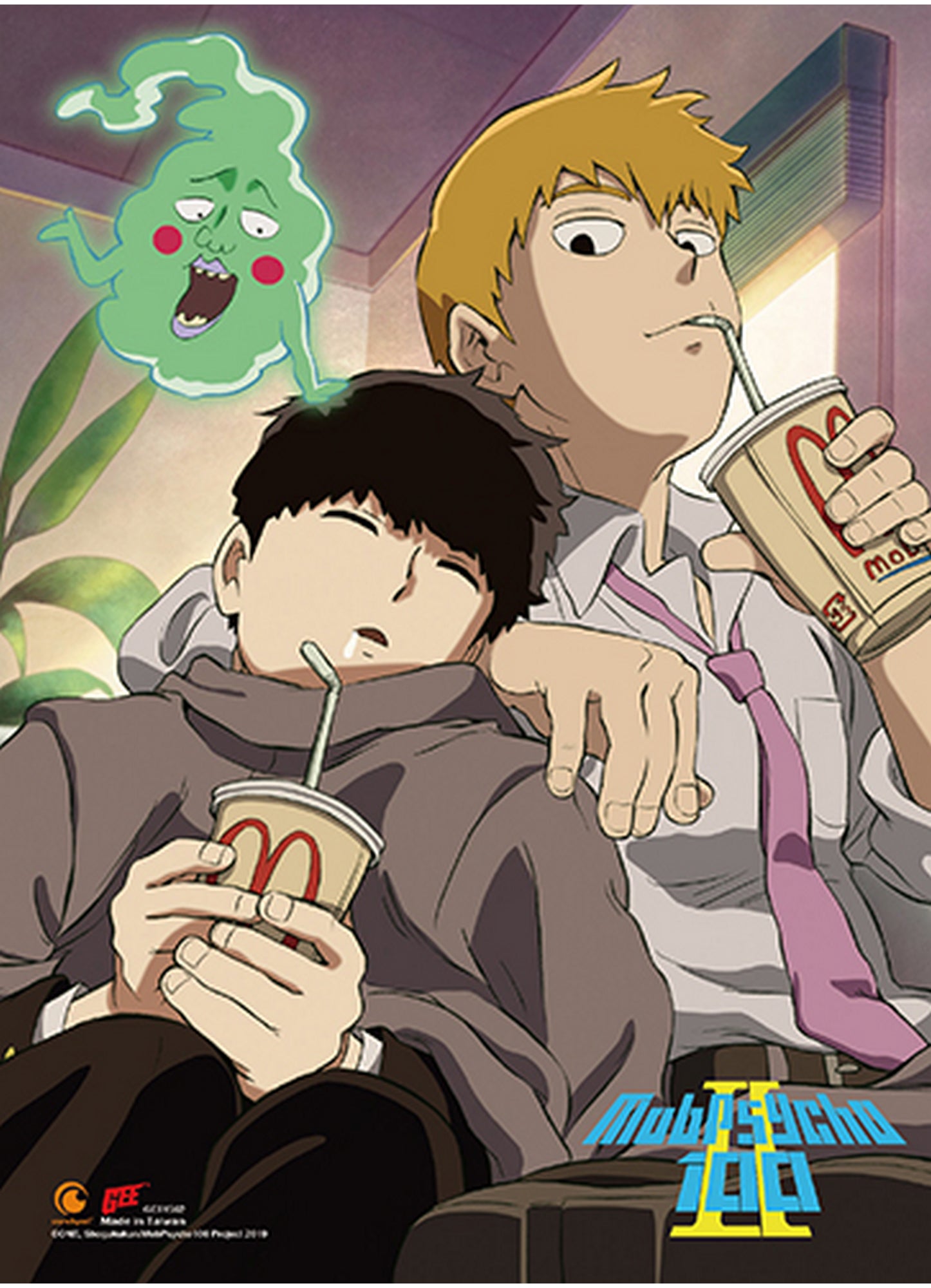 Mob Psycho 100 S2 - Shigeo Kageyama "Mob" & Reigen Arataka & Ekubo "Dimple" Relax Time SS Wall Scroll 18.5"W x 25.2"H