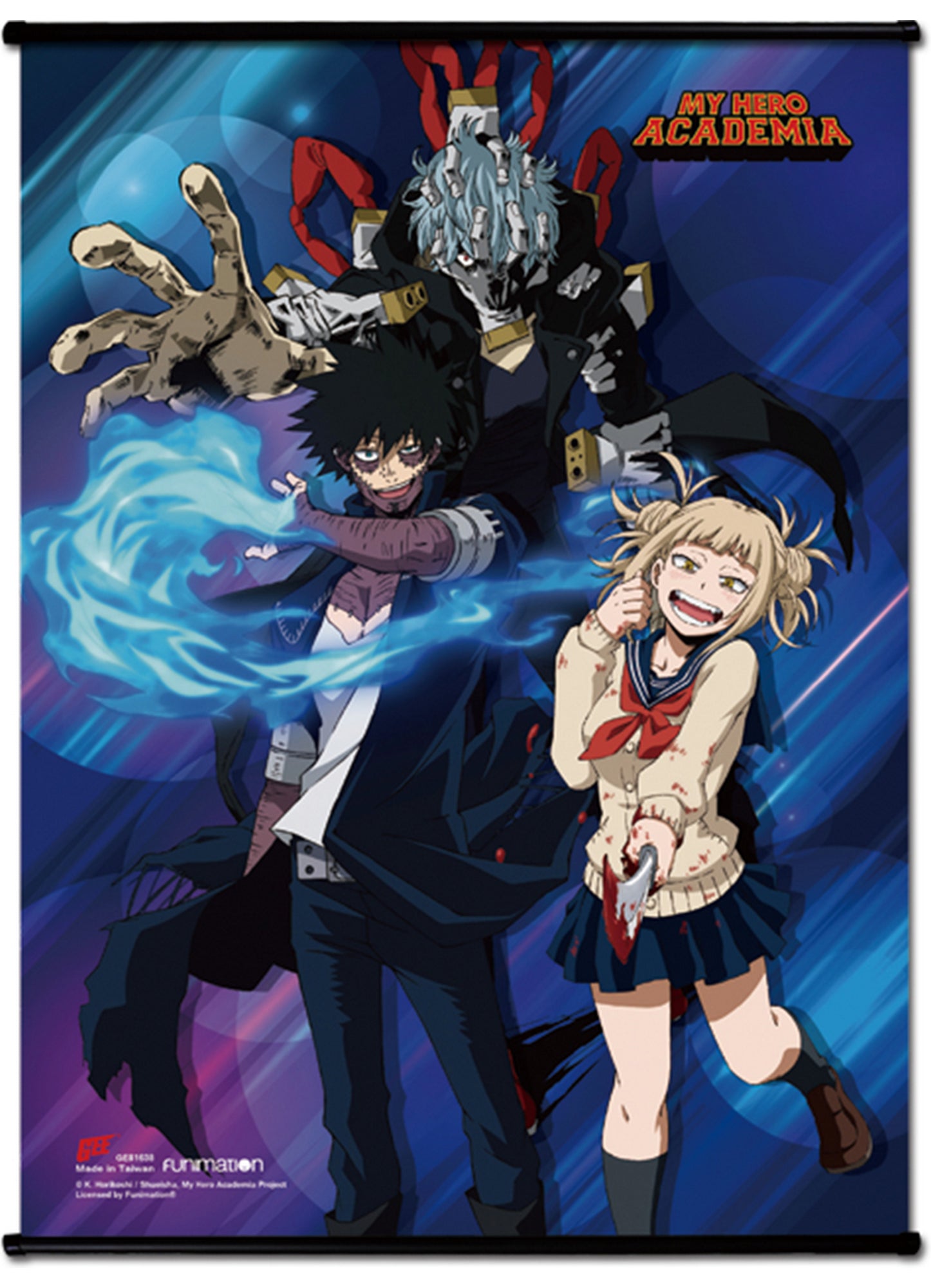 My Hero Academia S3 - Himiko Toga, Dabi, & Tomura Shigaraki Small Size Wall Scroll 31"W x 43"H