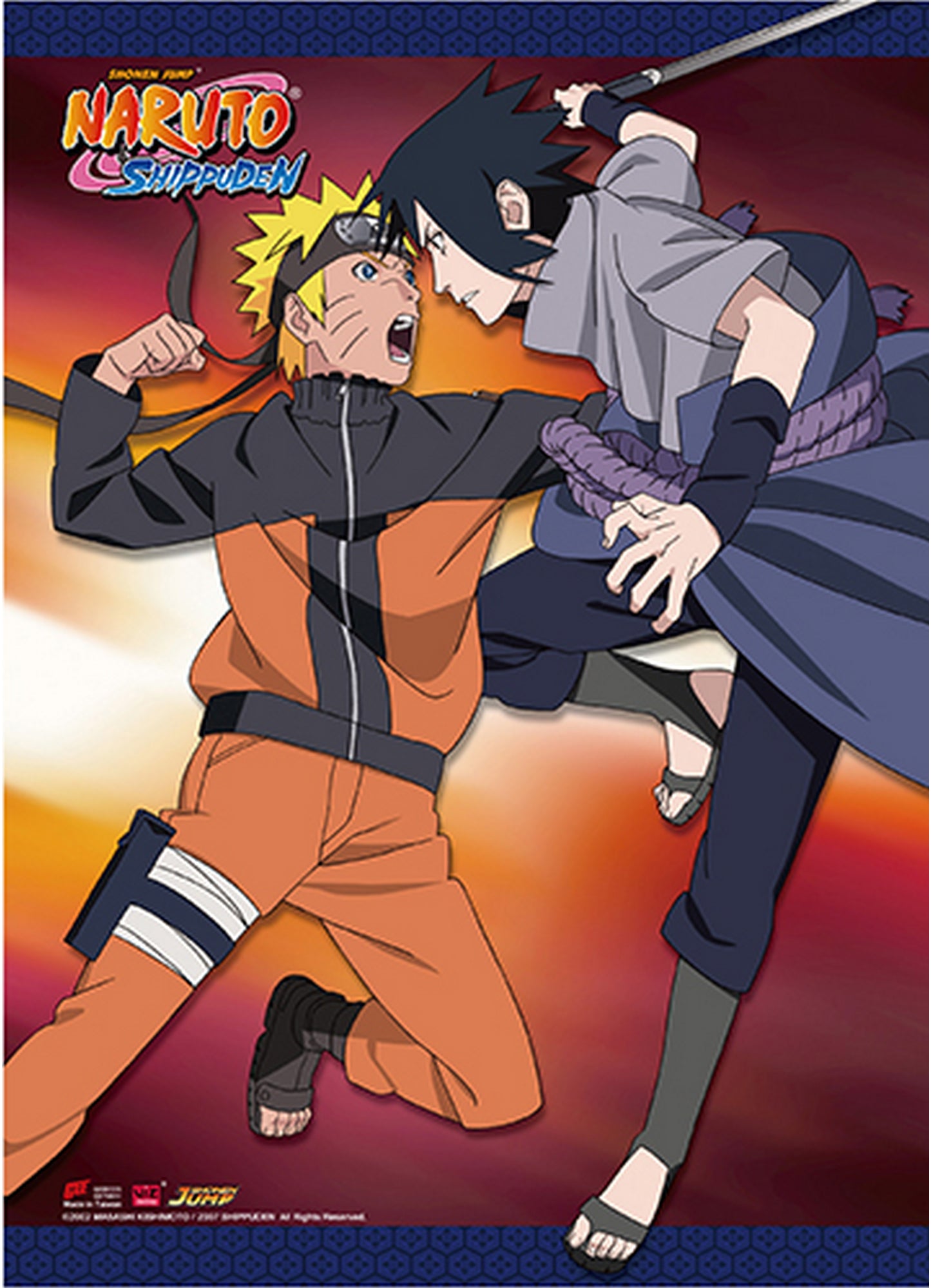 Naruto Shippuden - Naruto Uzumaki Vs Sasuke Uchiha Wall Scroll 31"W x 43"H