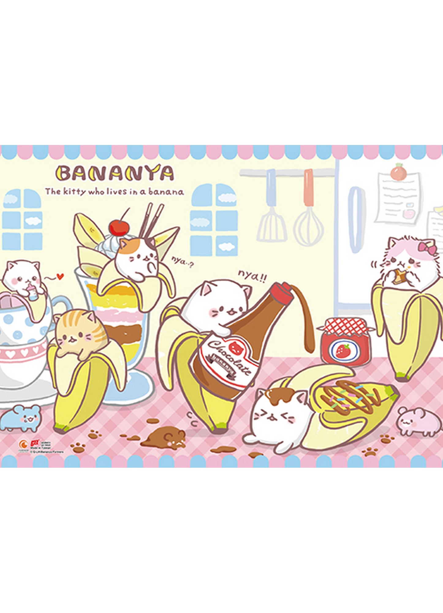 Bananya - Tea Time Wall Scroll 31"W x 43"H