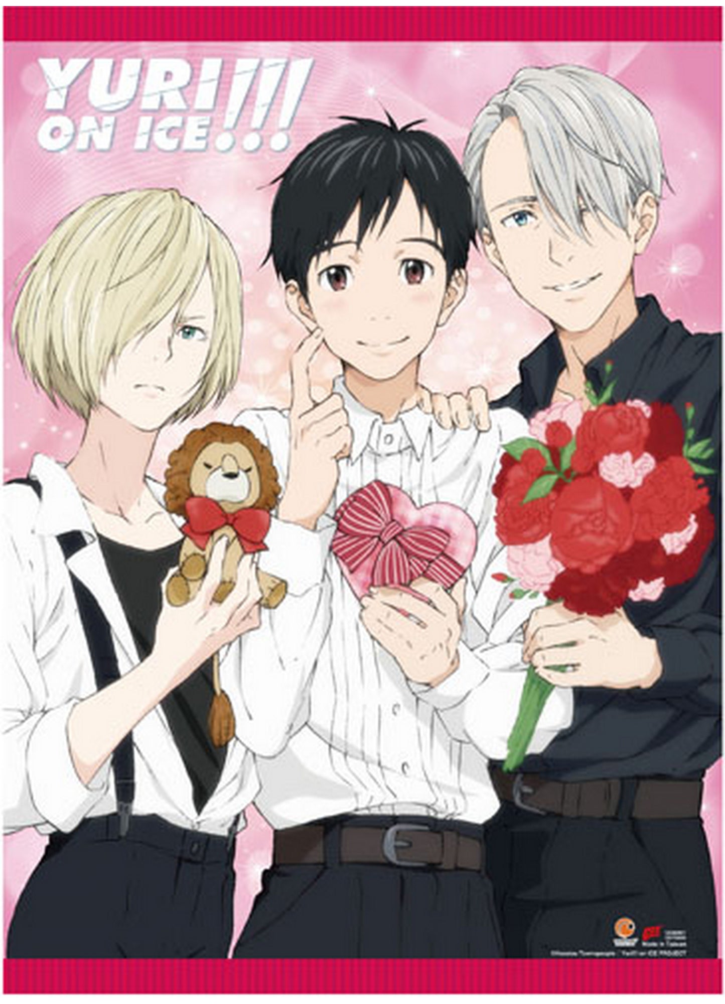 Yuri! On Ice - Yuri Katsuki, Victor Nikiforov, & Yuri Plisetsky "Yurio" Wall Scroll 31"W x 43"H