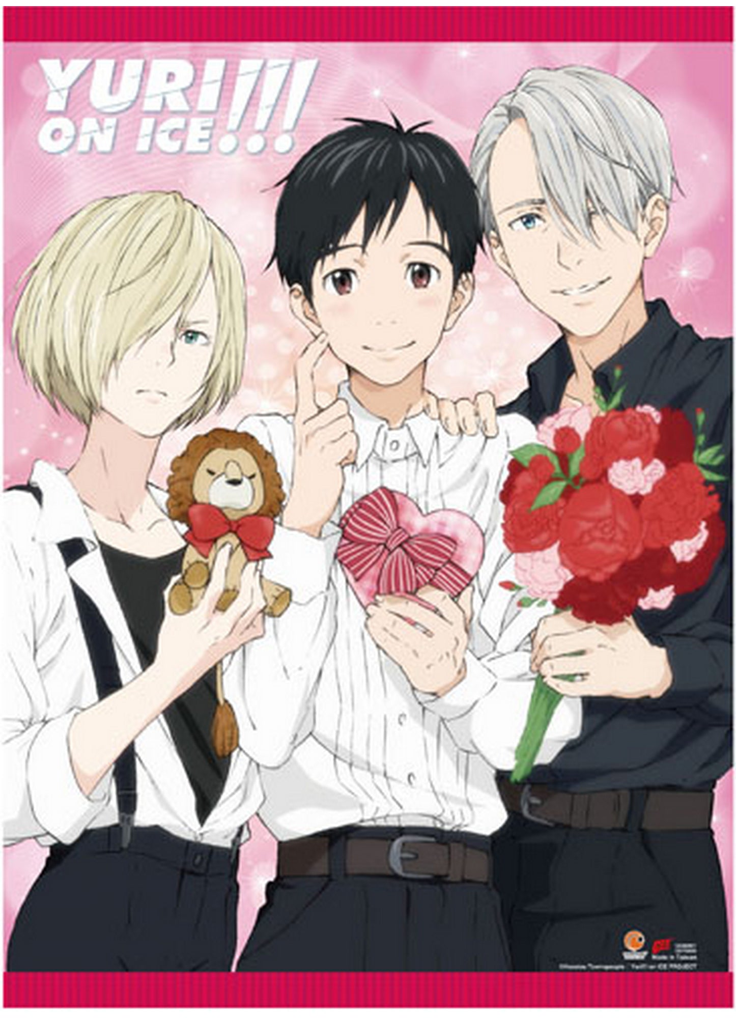 Yuri! On Ice - Yuri Katsuki, Victor Nikiforov, & Yuri Plisetsky "Yurio" Wall Scroll 31"W x 43"H