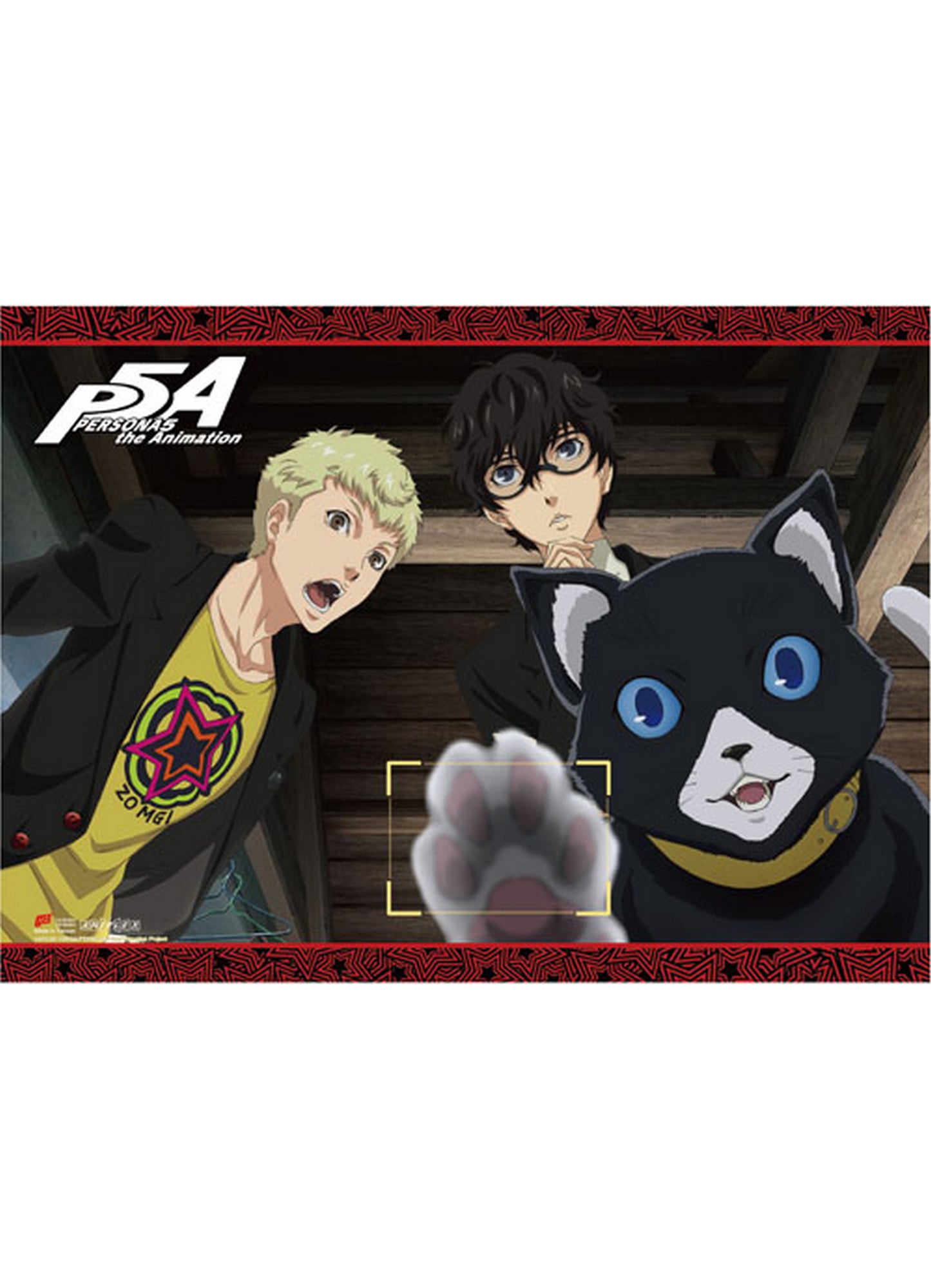Persona 5 The Animation - Ren Amamiya, Ryuji Sakamoto, & Mona Touching Camera Wall Scroll 31"W x 43"H