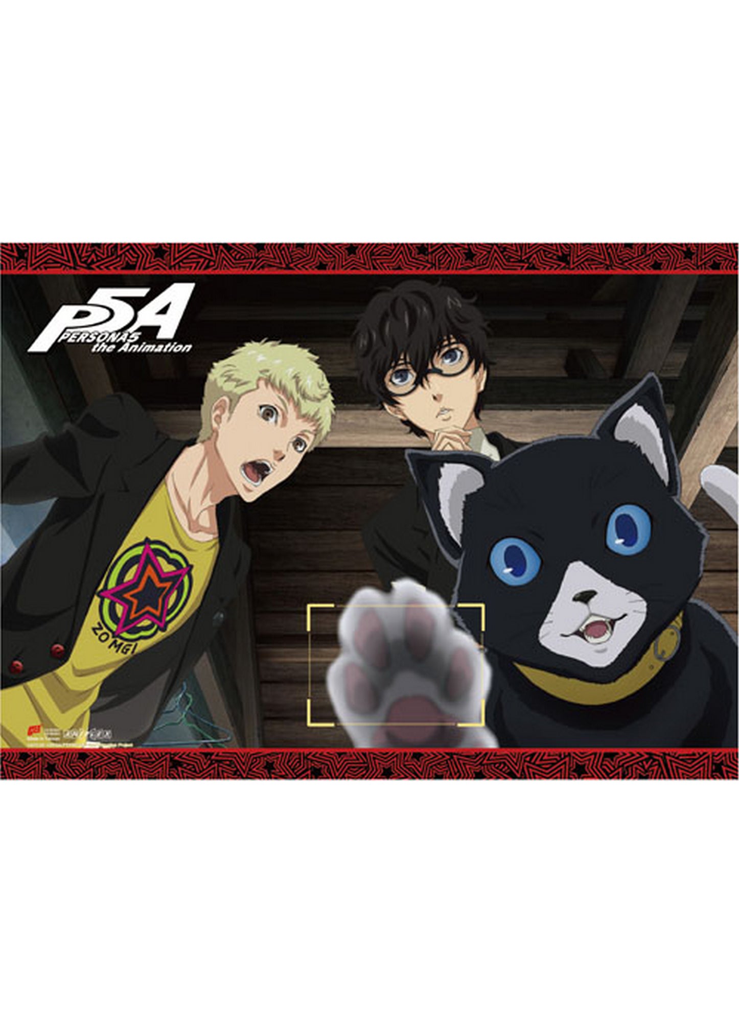 Persona 5 The Animation - Ren Amamiya, Ryuji Sakamoto, & Mona Touching Camera Wall Scroll 31"W x 43"H