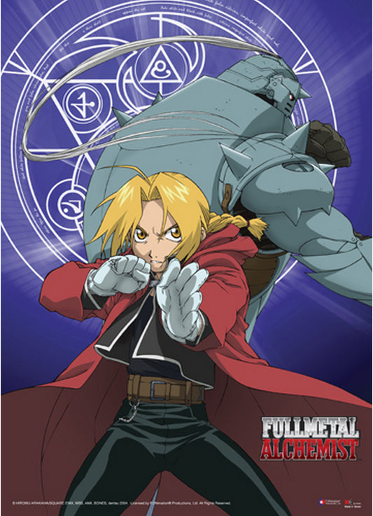 Fullmetal Alchemist - Edward Elric "Ed" & Alphonse Elric "Al" W/Alchemist Make Wall Scroll 31"W x 43"H