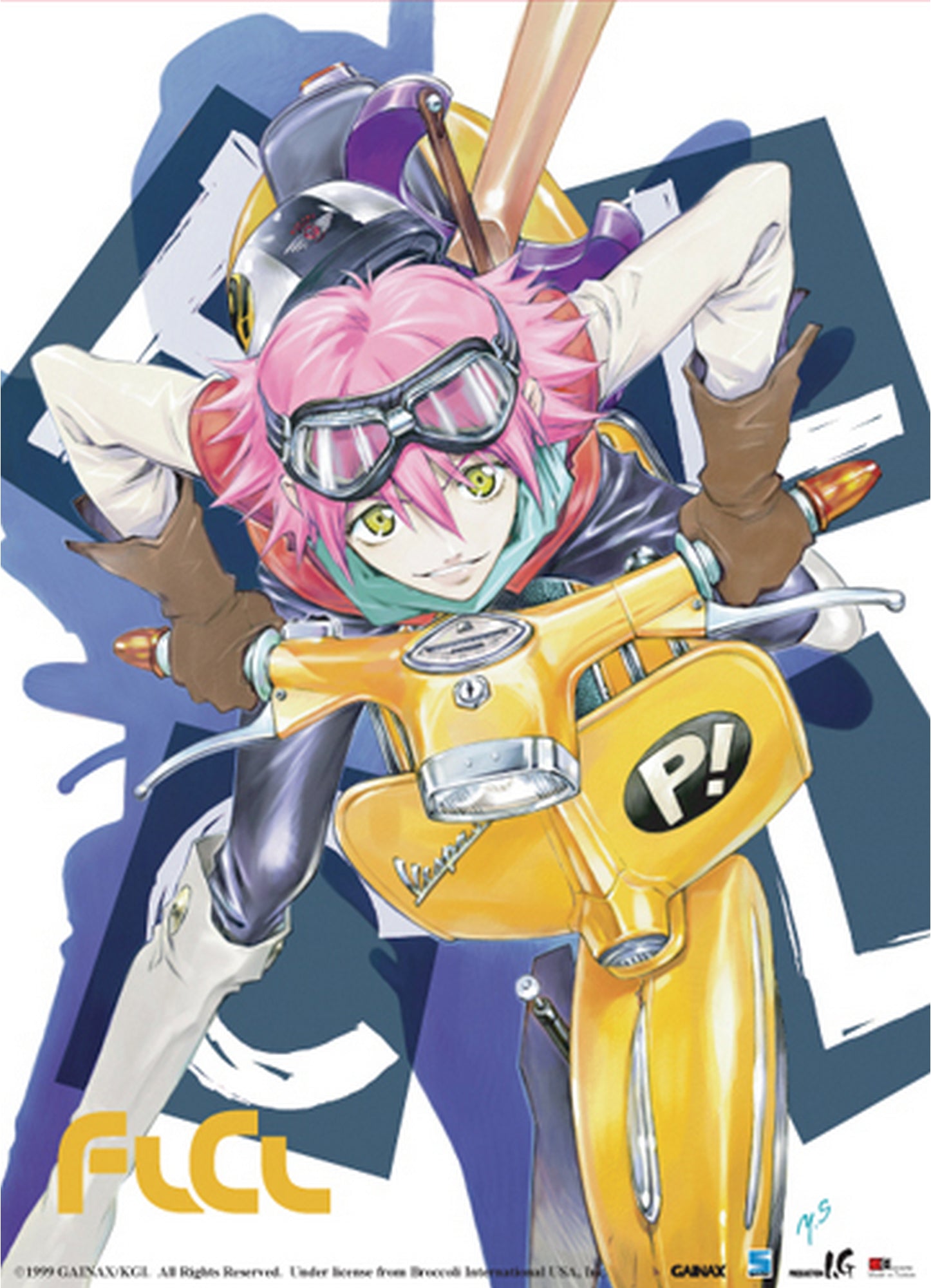 FLCL - Haruko Haruhara On Vespa Wall Scroll 31"W x 43"H