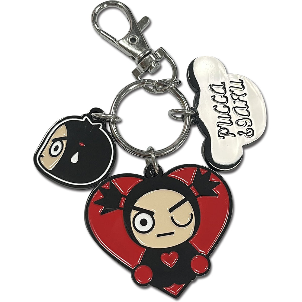 Pucca - Garu Three Charms Metal Keychain